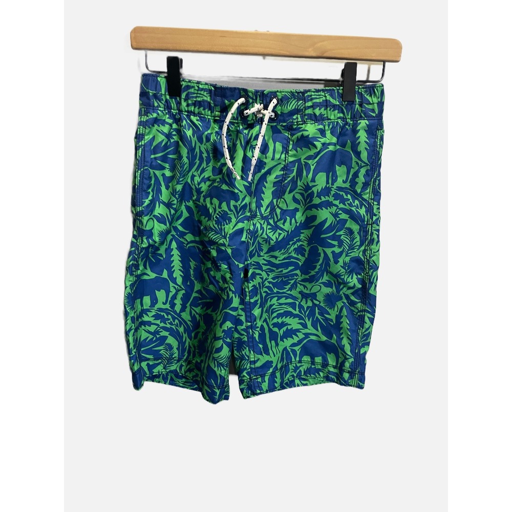 Gap Kids Swim Trunks‎ Boys Size L Blue Green Tropical Jungle Print Beach Shorts